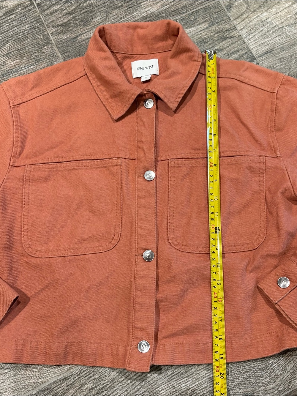 Nine West Rust Orange Denim Cropped Jean Jacket sz S - Picture 6 of 8